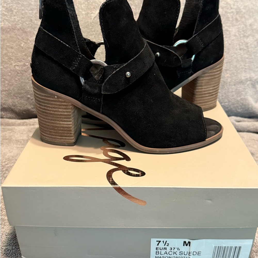 Crown Vintage Black Suede Heeled Boots